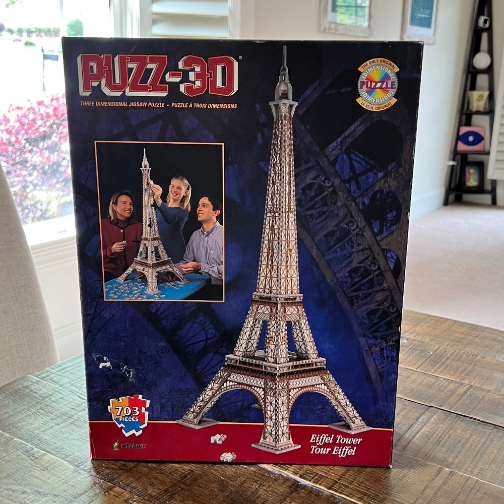Vintage 1990's Wrebbit Puzz-3D Eiffel Tower 703 Pieces